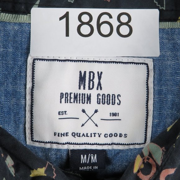 MBX* Men's Short Sleeve Button Down Curved Hem Chest Pocket Shirt~ Size Medium - Picture 3 of 11